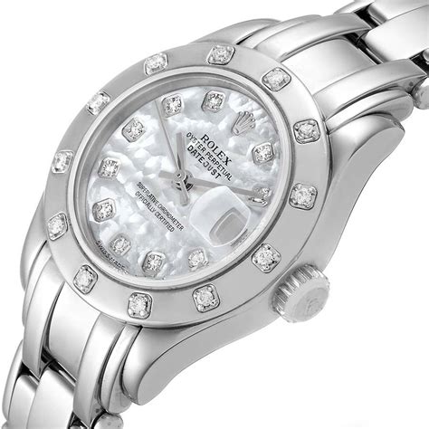 Rolex Pearlmaster Mother of Pearl Dial White Gold Diamond 